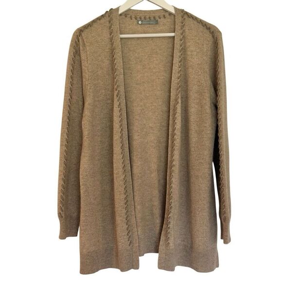 In Cashmere tan 100% cashmere stitch detail cardigan Large - Picture 1 of 8